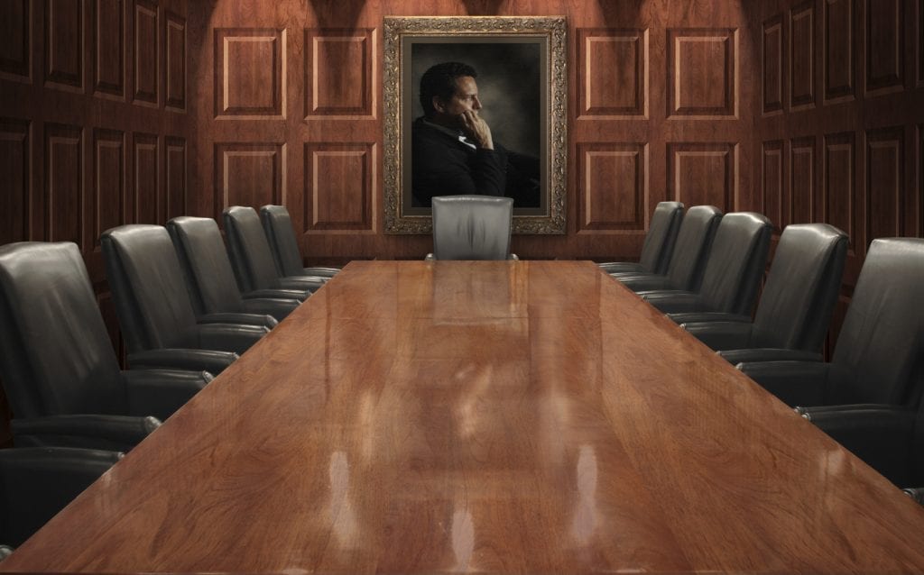 Board Room Executive board room with empty executive chairs