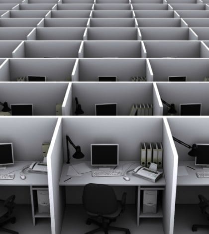 3D illustration of grey office for routine work 3D illustration of grey office for routine work