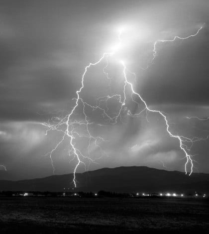 A summer lightning storm rolling in over the foothills
Digital image from original 120 B&W neg.