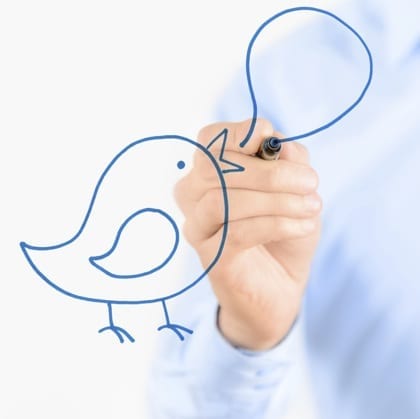 Social media communication concept Young businessman drawing social media communication concept. Isolated on white.