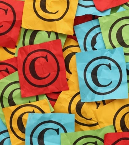 Crumpled Copyright Crumpled copyright symbols. Copyright concept.