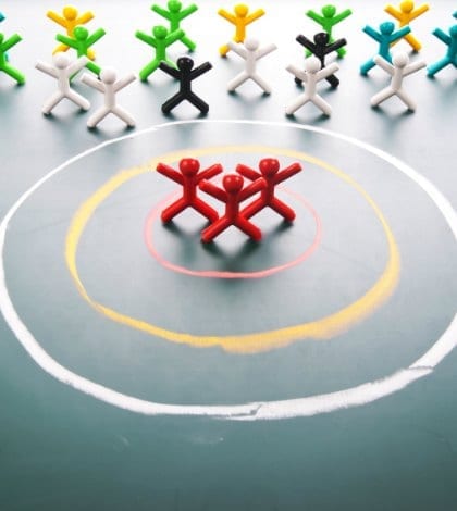 Target your customers. people in the center of circle. Target your customers. people in the center of circle.