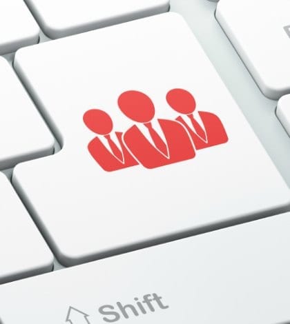 Law concept: Business People on computer keyboard background Law concept: Enter button with Business People on computer keyboard background, 3d render