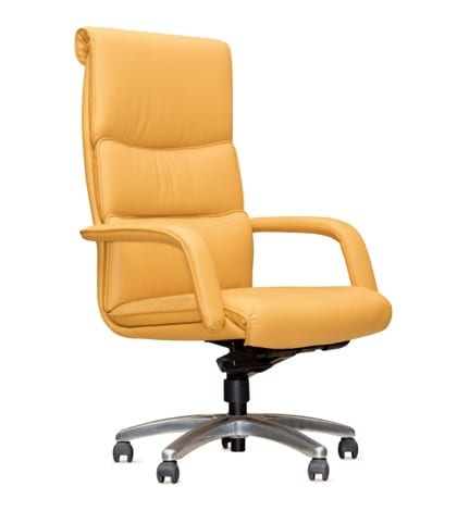 The office chair from beige leather. Isolated