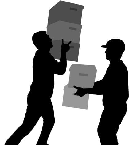 Silhouette of a man with boxes