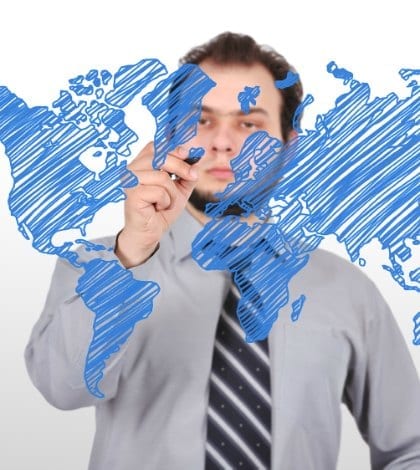businessman drawing map on a white background KYTAYKO VITALIY
