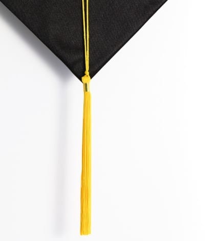 Black Mortar Board with Tassel Black and gold colors for graduation