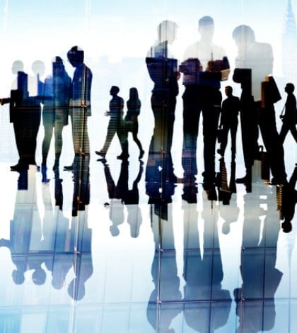 Silhouettes of Business People Working in an Office Silhouettes of Business People Working in an Office