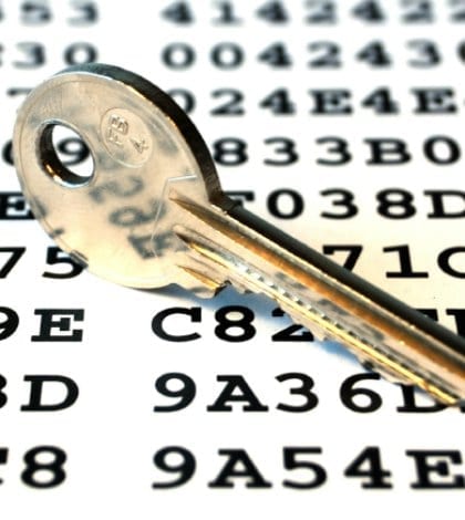 Key on a sheet with encrypted data Key on a sheet with encrypted data