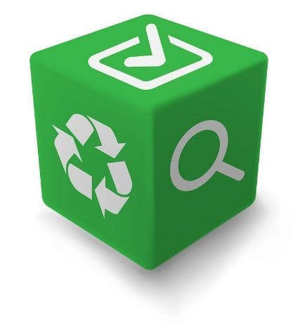 GREEN Eco information cube on layered vector file easy to modyfy color or icons