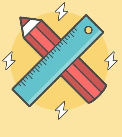 pencil and ruler crossed, vector flat line style illustration