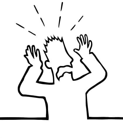 Frightened man Frightened man with his hands up in the air.