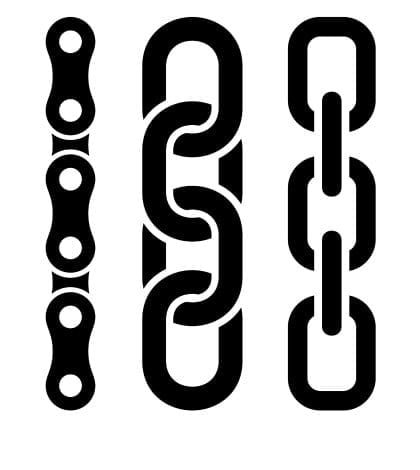 Metal chain parts icons set on white background. Vector.