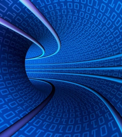 Binary tunnel velocity Bolts of speed in blue binary tunnel pipe