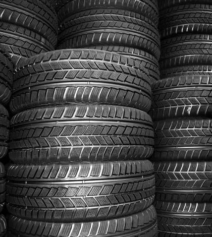 Store room full of new car tyres Store room full of new car tyres