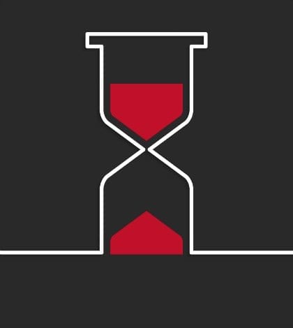 Abstract background with an hourglass from ribbon. Sand clock icon. Glass timer symbol. The concept of time is not forever
