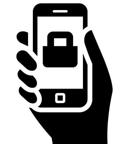 Mobile phone in hand with padlock on screen
