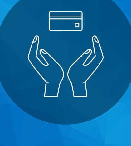 Icon of human hands holding credit card Icon of human hands holding credit card