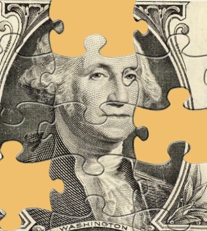 Dollar Puzzle With Missing Pieces. Clipping Path For Puzzle Included. Dollar Puzzle With Missing Pieces. Clipping Path For Puzzle Included.