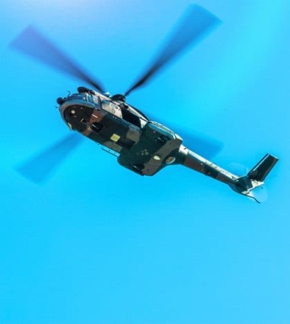 Airforce helicopter in flight. Airforce helicopter in flight.