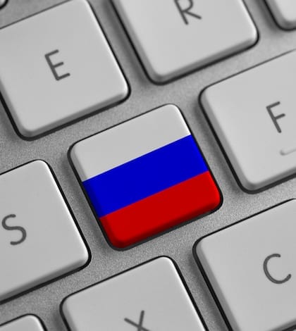 Russia flag on a laptop