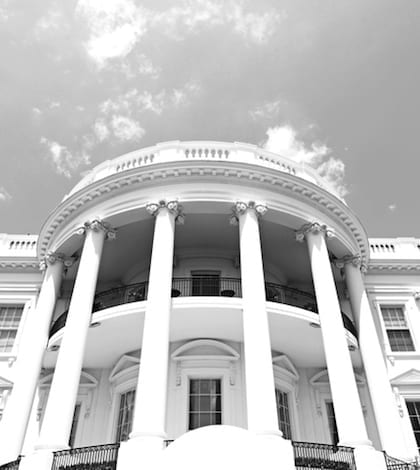 beautiful black and white close up White House, Washington DC USA.