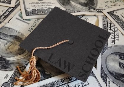 Law School Miniature graduation cap with Law School text, on assorted cash