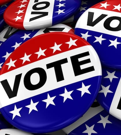 Pile of Vote Badges - US Elections Concept Image Pile of Vote Badges - US Elections Concept Image