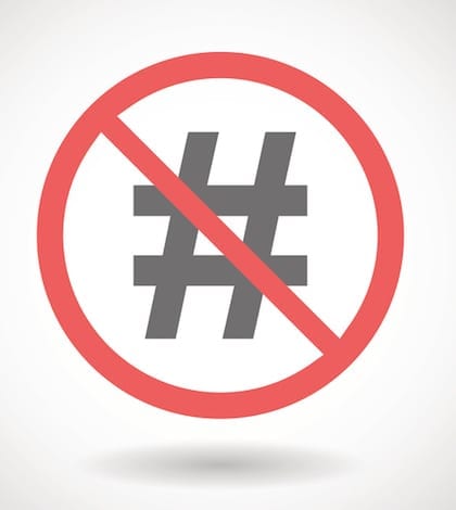 Forbidden signal with a hash tag Illustration of a forbidden signal with hash tag