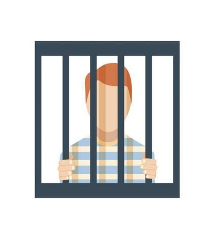 flat design jail inmate behind bars icon vector illustration
