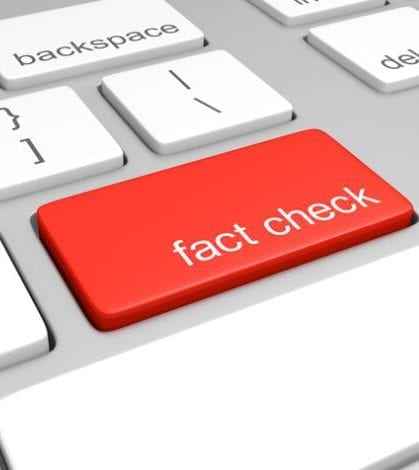 Key on a computer keyboard for fact checking statements 3D render of keys on a computer keyboard with one red key labled for fact checking.
