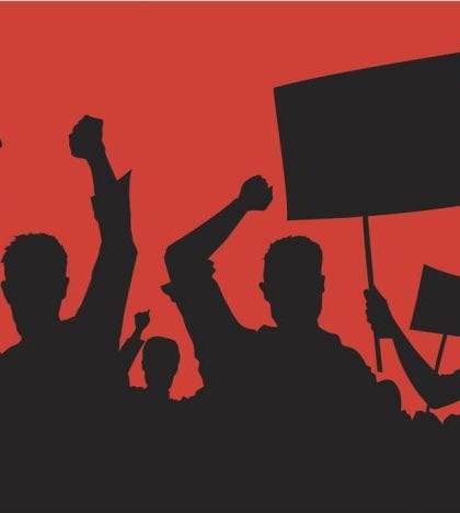 Angry protesters Outline of a crowd of angry people,