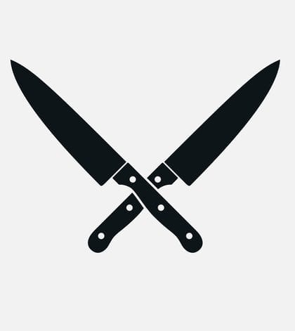 Kitchen knives cutter icon sharp blade cook. Cooking equipment Kitchen knives cutter icon sharp blade cook in flat style. Black knife icon steel vector kitchenware cooking equipment isolated on white background.