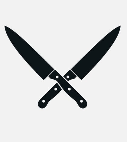 Kitchen knives cutter icon sharp blade cook in flat style. Black knife icon steel vector kitchenware cooking equipment isolated on white background.