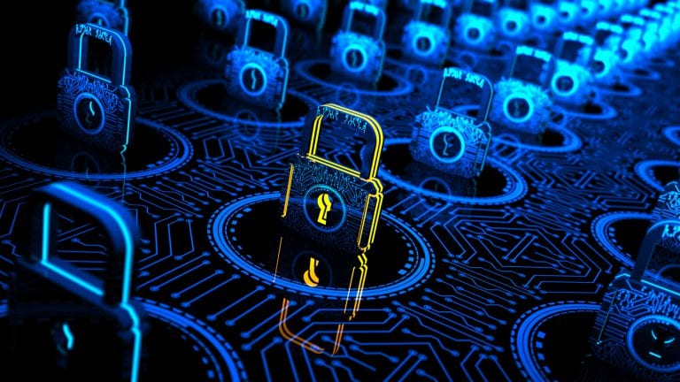 Abstract concept Internet Cyber Security network with lock Abstract Digital concept which shows network security optimization and internet technology