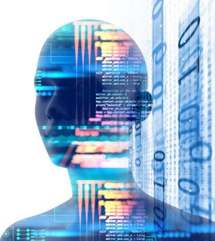 double exposure image of virtual human 3dillustration double exposure image of virtual human 3dillustration on programming and learning technology