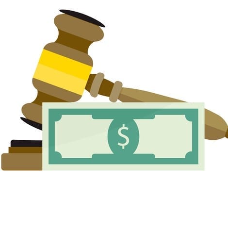 Corrupt Court and Justice Corrupt Court and Justice. Vector dollar corrupt, bribery for illegal guilt, criminal decision and verdict illustration