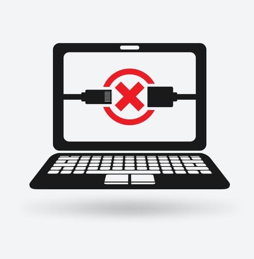 disconnect error symbol on screen of laptop disconnect error symbol on screen of laptop. vector illustration - eps 10