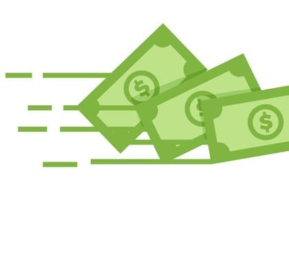 Money vector icon. Bank note Dollar bill flying from sender to receiver. Design illustration for money, wealth, investment and finance concepts vector eps10