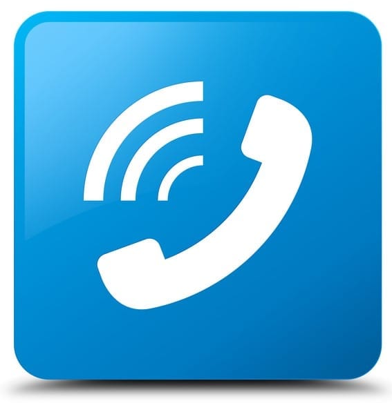 Phone ringing icon isolated on cyan blue square button abstract illustration