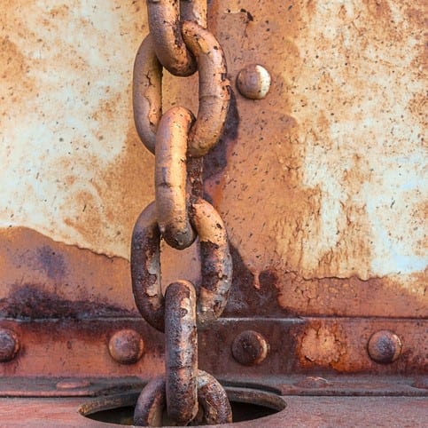 Rusty chains with rusty metal background