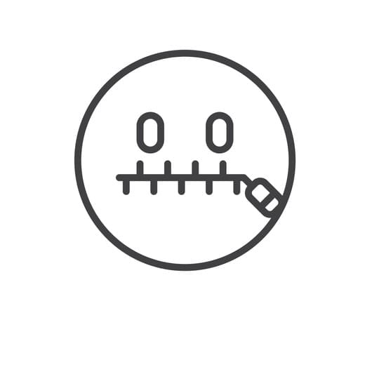 Zipped mouth smiley outline icon Zipped mouth smiley outline icon. linear style sign for mobile concept and web design. Secret mouth emoticon simple line vector icon. Symbol, logo illustration. Pixel perfect vector graphics