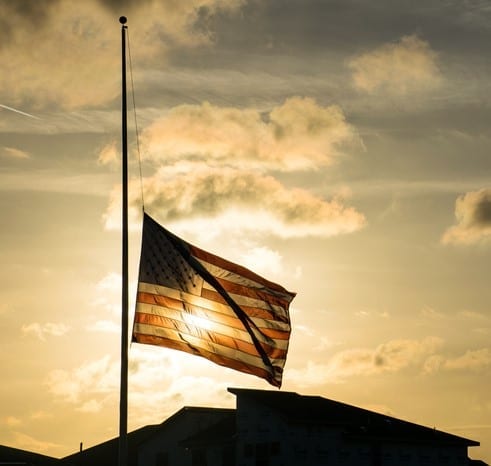 American Flag at Half Mast after another School Shooting A Scary future for America after another School Shooting in Florida 2018