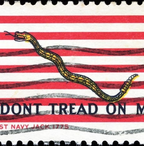 Cancelled Stamp From The United States: Don't Tread On Me.