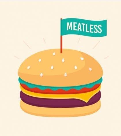 Meatless cheeseburger fast food illustration.
