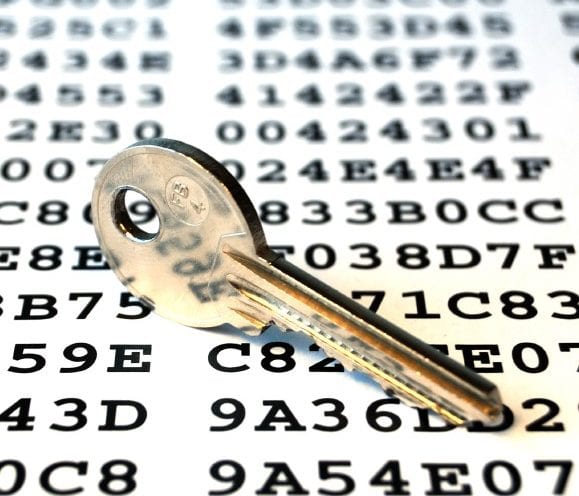 Encryption key Key on a sheet with encrypted data