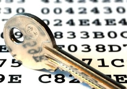 Encryption key Key on a sheet with encrypted data