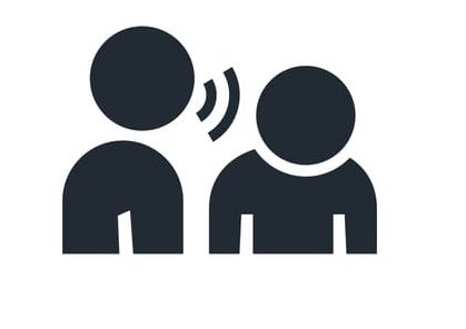 Abusive Language Icon An icon of a person saying something bad or unwelcome to another person. The person being talked to puts their head down in sadness. The icon symbolizes abusive language, bullying or sexual harassment.