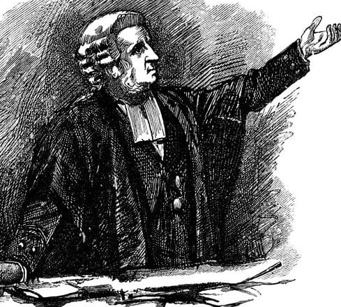Lawyer pleading his case Lawyer pleading his case - Scanned 1884 Engraving