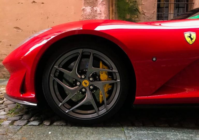 Modena, Italy - November, 2019. Side view of a Ferrari 812 Superfast